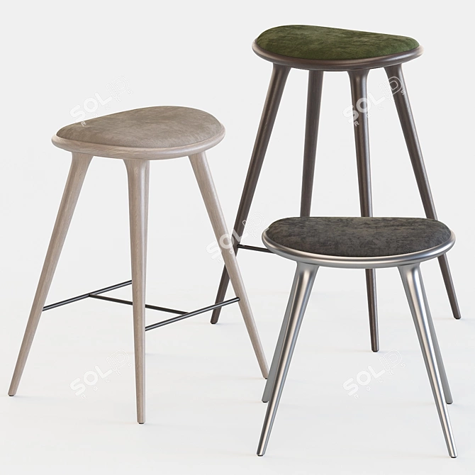 Mid Century Mater Stools 3D model image 2