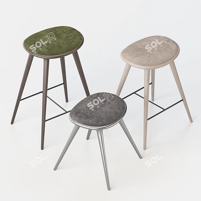 Mid Century Mater Stools 3D model image 3