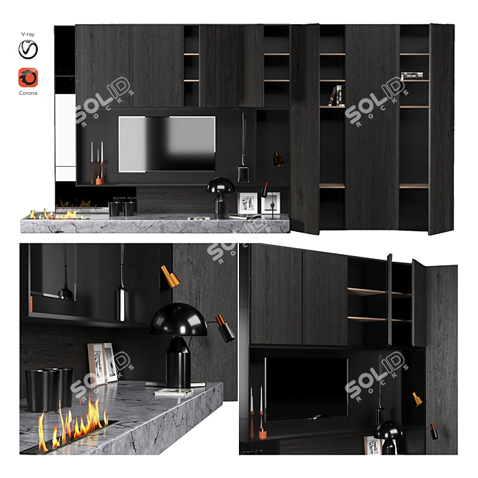 Modern TV Set: Elegant Wall Design 3D model image 1