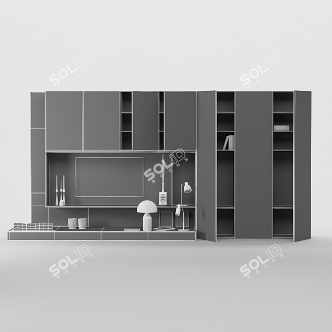 Modern TV Set: Elegant Wall Design 3D model image 2