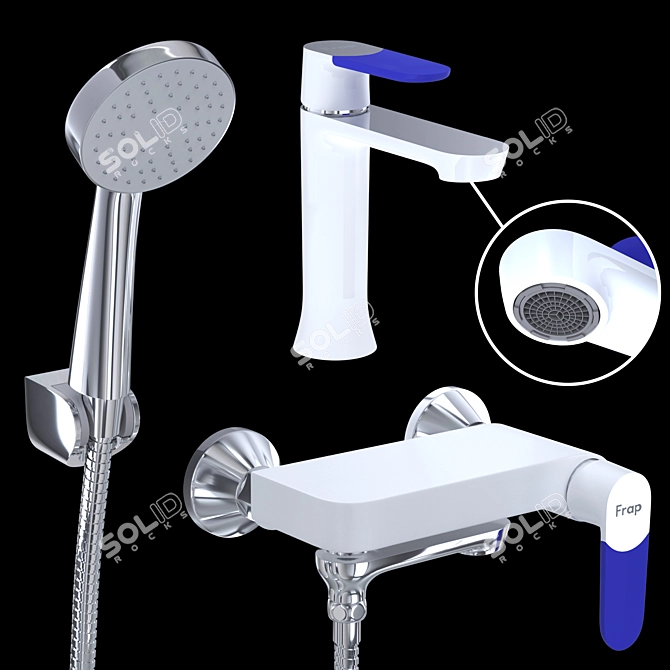 Frap H34 Basin & Bathtub Taps: Elegant & Efficient 3D model image 1