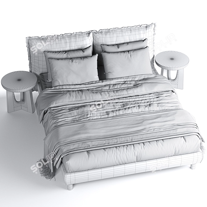 Luxury Meridiani Oliver Bed 3D model image 3