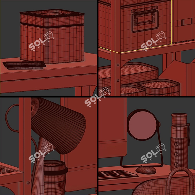 Minimalist Black Work Table Set 3D model image 4