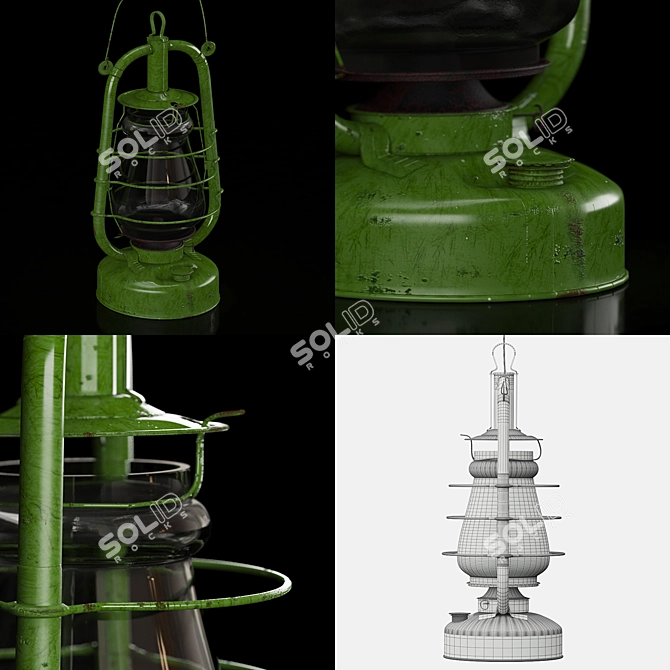 Title: Vintage Soviet "Bat" Kerosene Lamp 3D model image 3