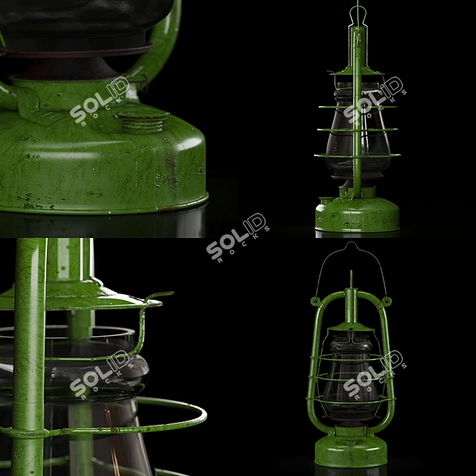 Title: Vintage Soviet "Bat" Kerosene Lamp 3D model image 8