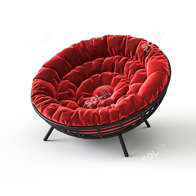 Sofia Cozy Red Black Chair 3D model image 1