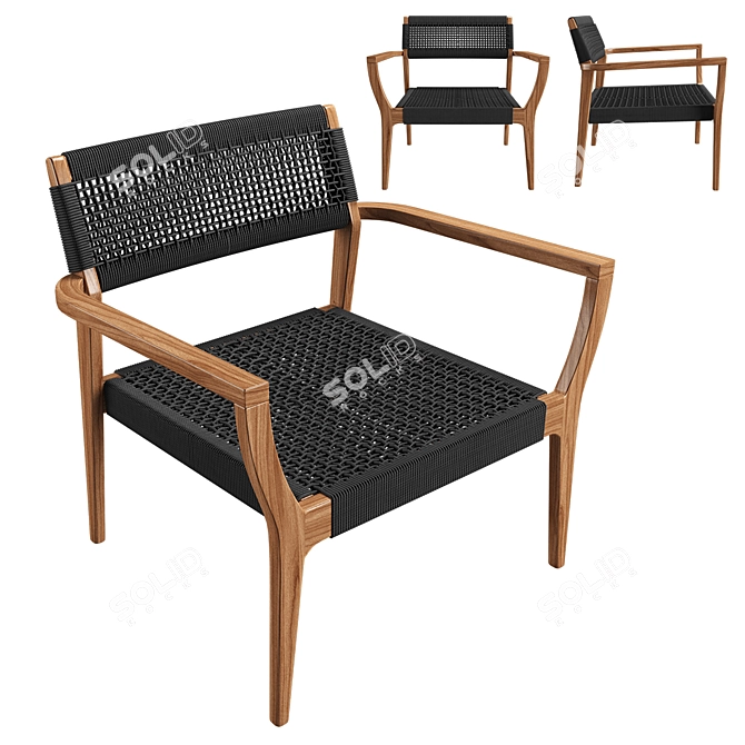 Woven Black Rope Lounge Chair 3D model image 1