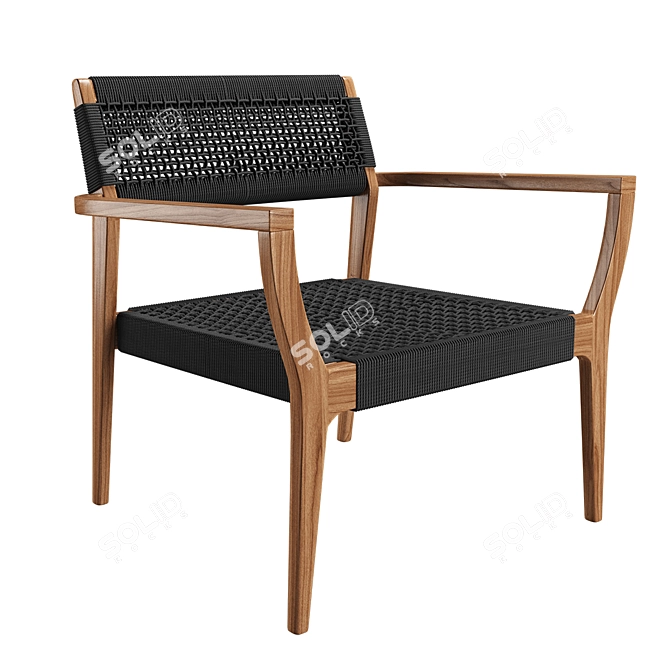 Woven Black Rope Lounge Chair 3D model image 2