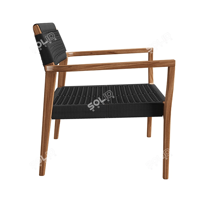 Woven Black Rope Lounge Chair 3D model image 3