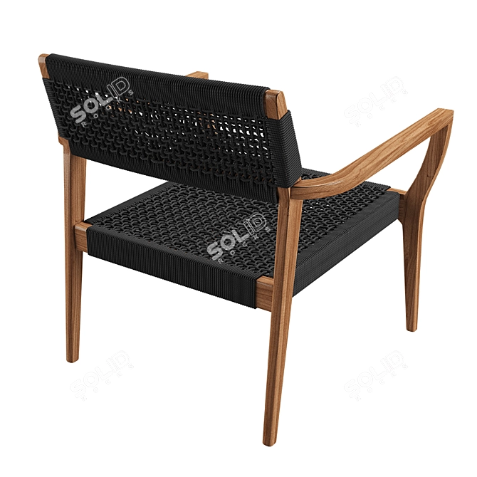 Woven Black Rope Lounge Chair 3D model image 4