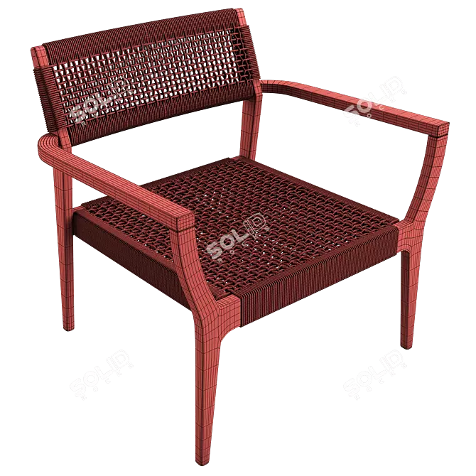 Woven Black Rope Lounge Chair 3D model image 5
