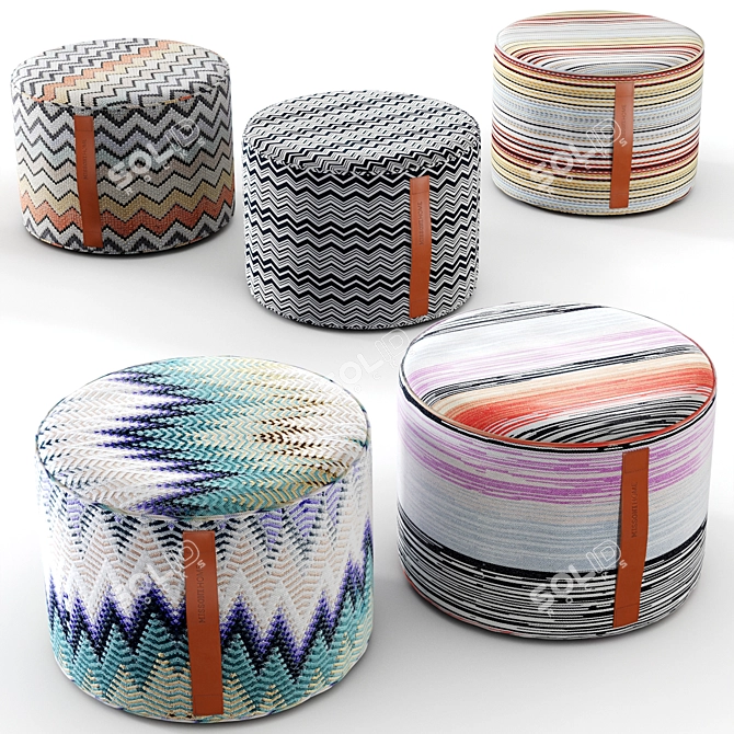 Missoni Home Chic Poufs 3D model image 1