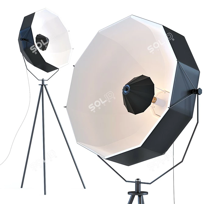 Hollywood Tripod Lamp 156cm: Steel Frame, Swiveling Shade 3D model image 1