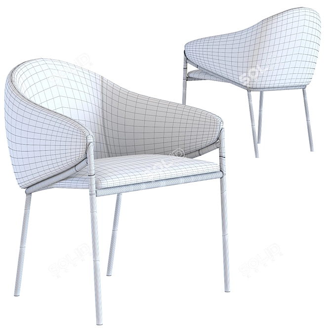 Elegant Armrest Boulevard Chair 3D model image 2