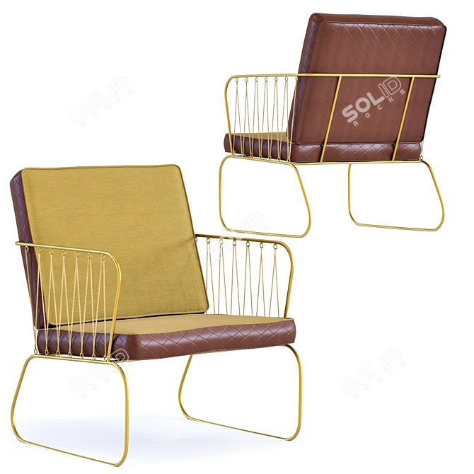 Vintage-inspired Yellow Armchair 3D model image 1