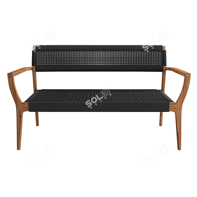 Black Woven Rope Lounge Bench 3D model image 2