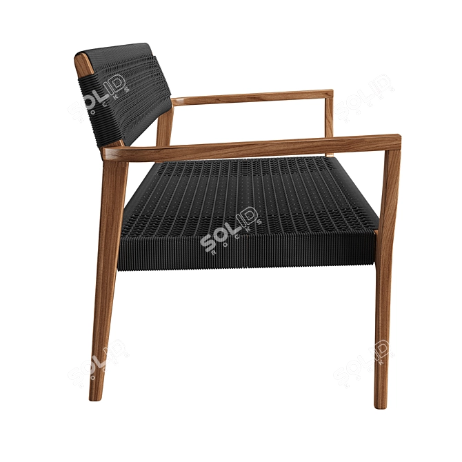 Black Woven Rope Lounge Bench 3D model image 3