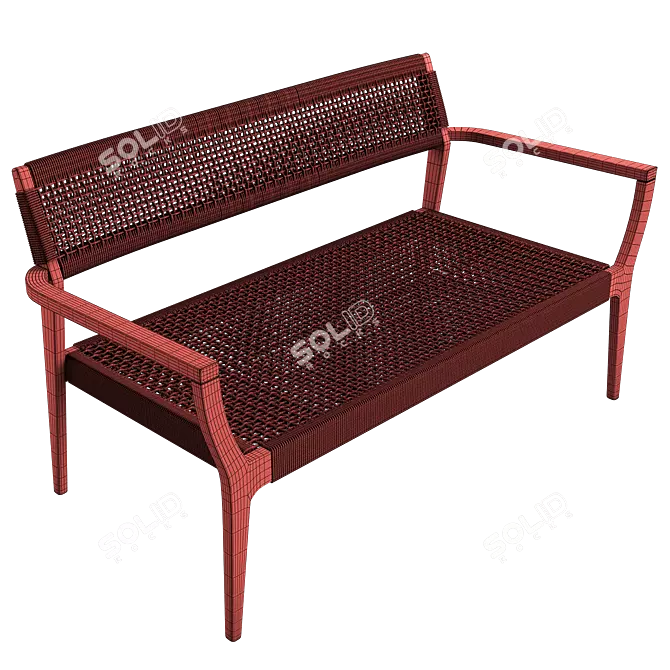 Black Woven Rope Lounge Bench 3D model image 5