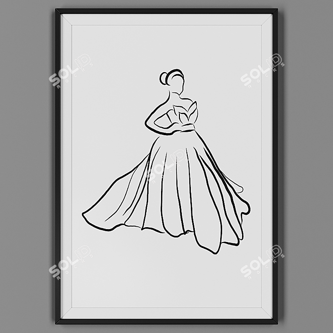 Black Framed Art Print 3D model image 1