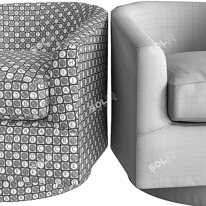 Sleek Mary Jane Swivel Armchair 3D model image 5