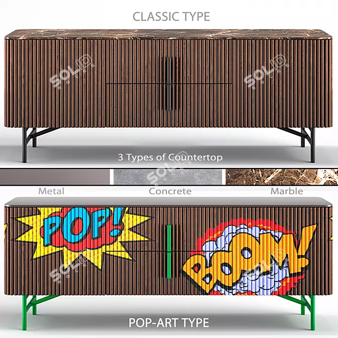 Modern Walnut Wood Dresser with Multiple Finish Options 3D model image 1