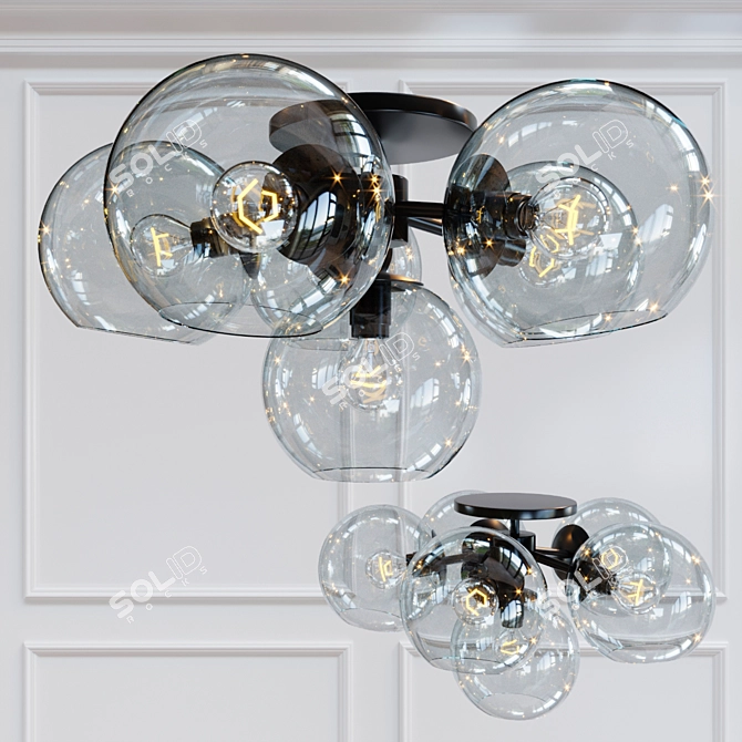 Clear Glass Orb Flushmount 3D model image 1