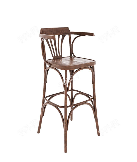 Classic Wood Bar Stool 3D model image 1