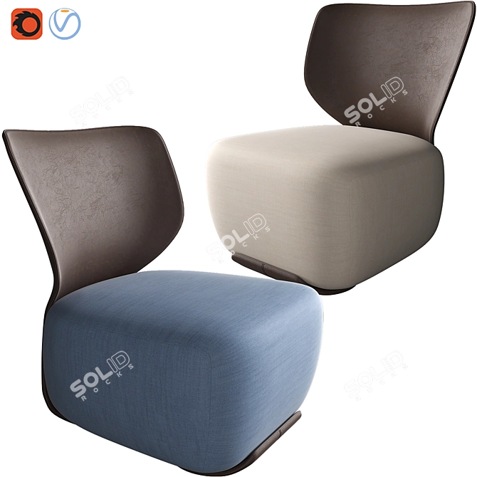 Noa Soft Blossom Armchair 3D model image 1