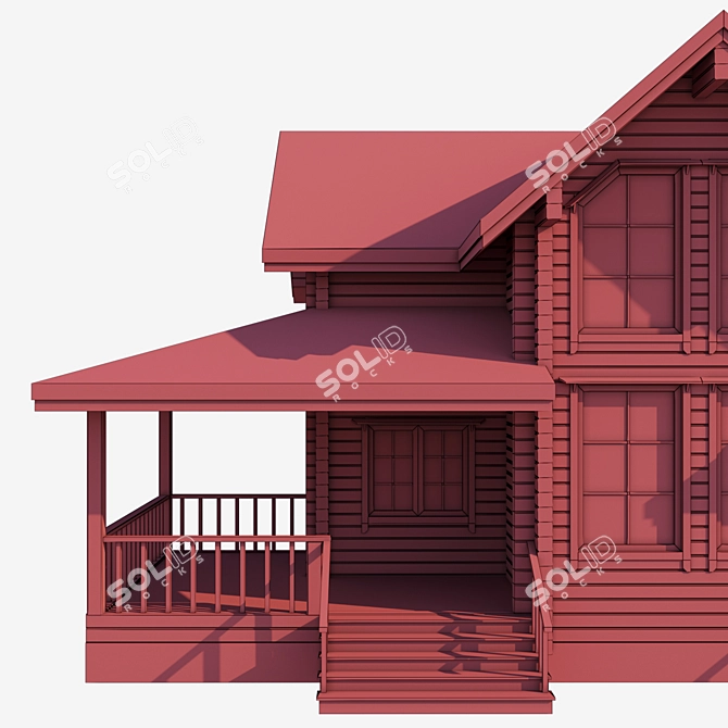 Rustic Timber House with Terrace 3D model image 3
