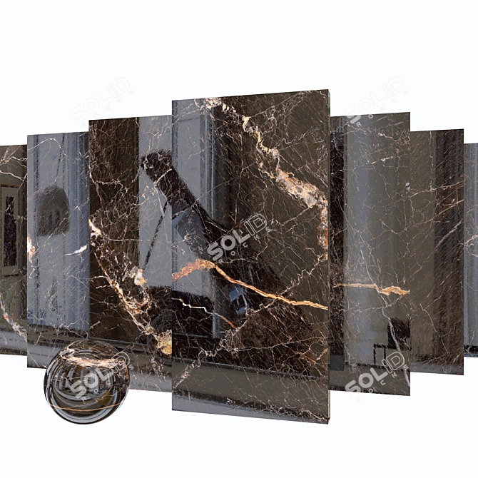 Elegant Java Brown Marble Set 3D model image 1