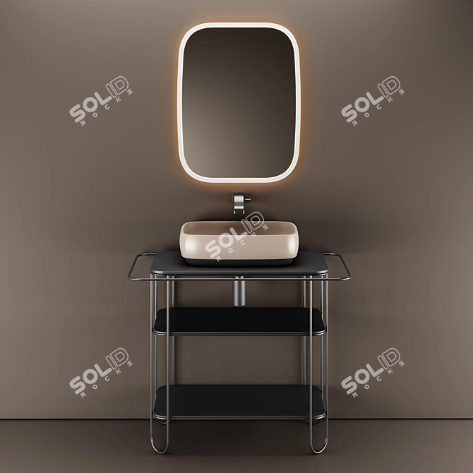 Sleek Ceramic Washbasin - Flaminia Flag 50 3D model image 1