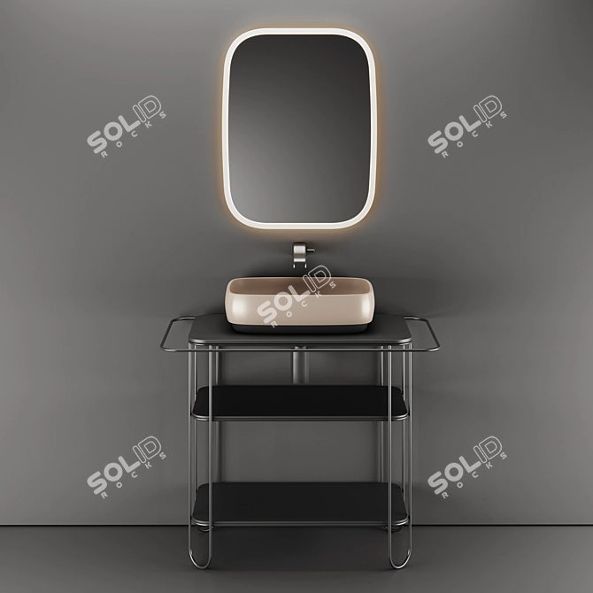 Sleek Ceramic Washbasin - Flaminia Flag 50 3D model image 3