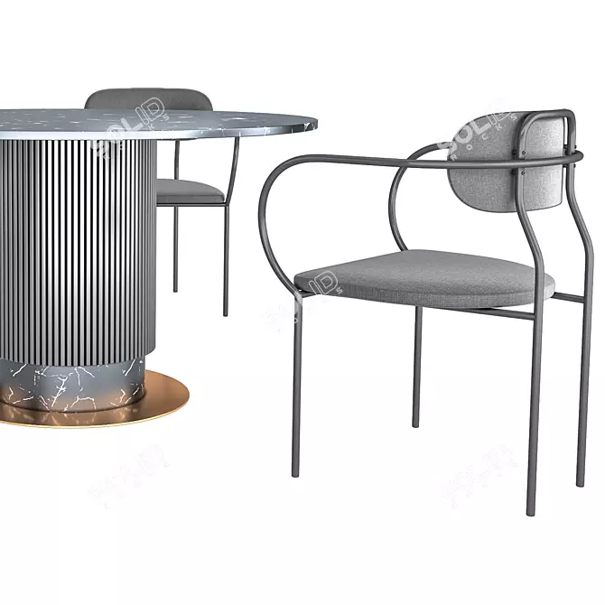 Modern Dining Set: Table & Chair 3D model image 4