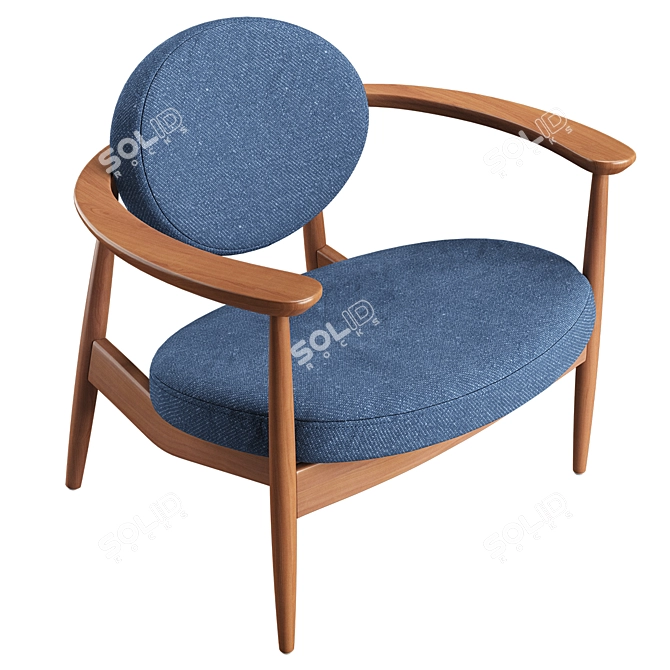 Sky Blue Roundy Fabric Chair 3D model image 3