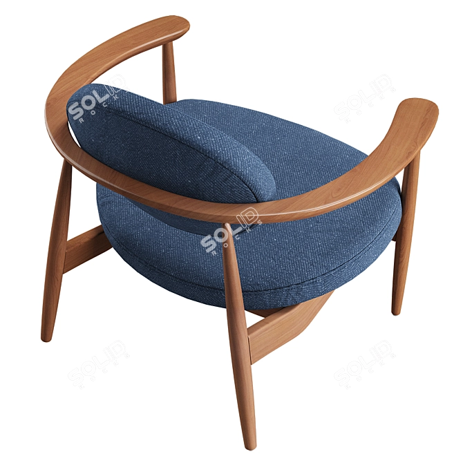 Sky Blue Roundy Fabric Chair 3D model image 4