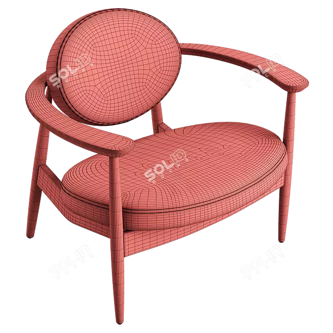 Sky Blue Roundy Fabric Chair 3D model image 5