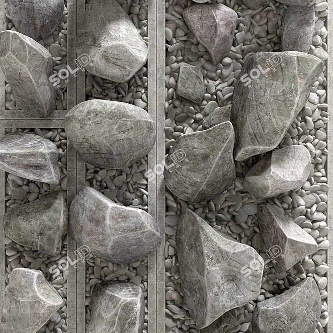 Decorative Pebble Rock for Flowerbeds 3D model image 3