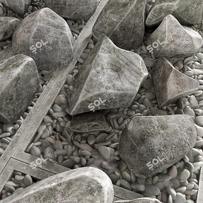 Decorative Pebble Rock for Flowerbeds 3D model image 4