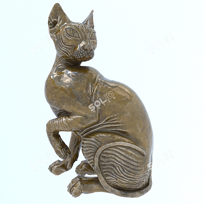 Mystic Sphinx Cat Figurine 3D model image 1