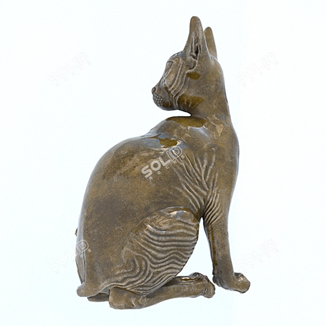 Mystic Sphinx Cat Figurine 3D model image 2