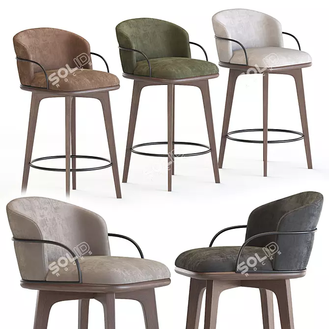 Elegant Arven Metal Bar Stool 3D model image 1