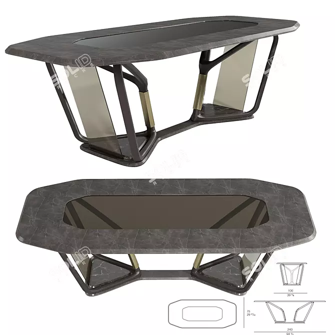 Elegant Turri Vine Glass Table 3D model image 1
