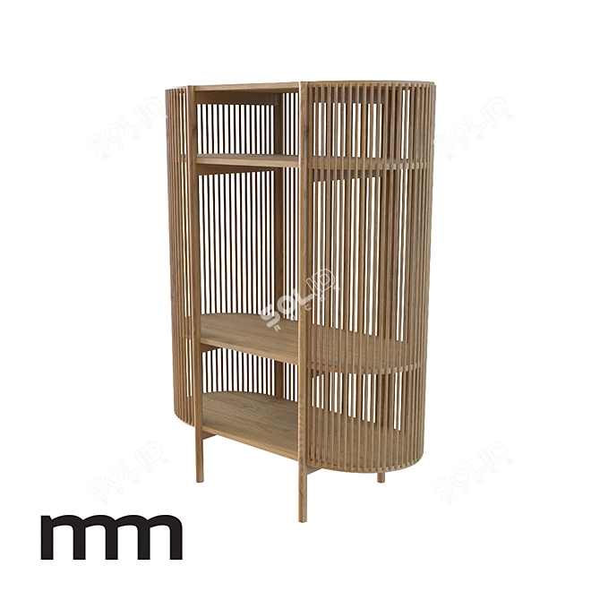 Airy Oak Cabinet | Transparent and Elegant 3D model image 3