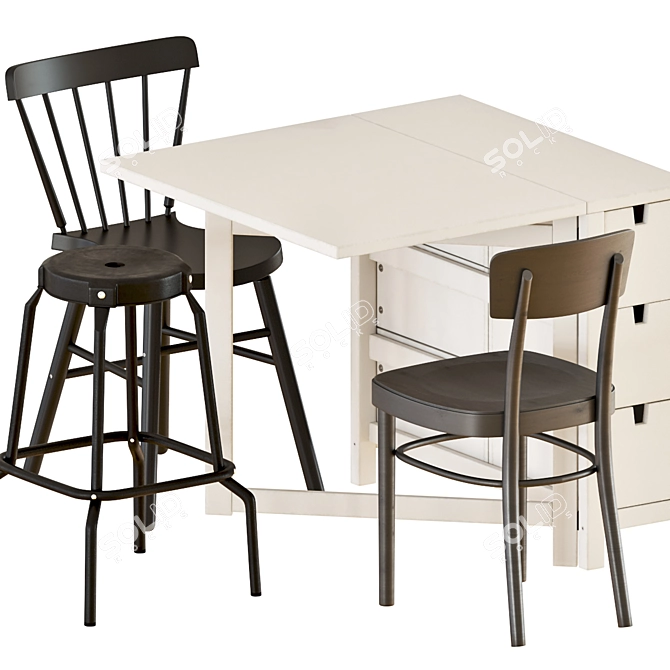 NORDEN Gateleg Table Set 3D model image 2