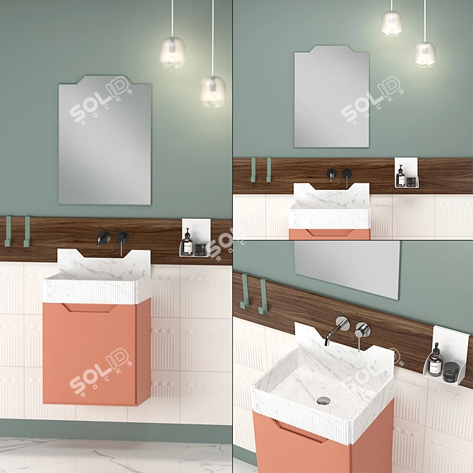 Frieze Two: Stylish Bathroom Cabinet 3D model image 1