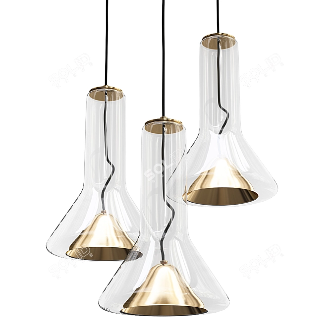 Elegant Glass Whistle Pendant Lamp 3D model image 1