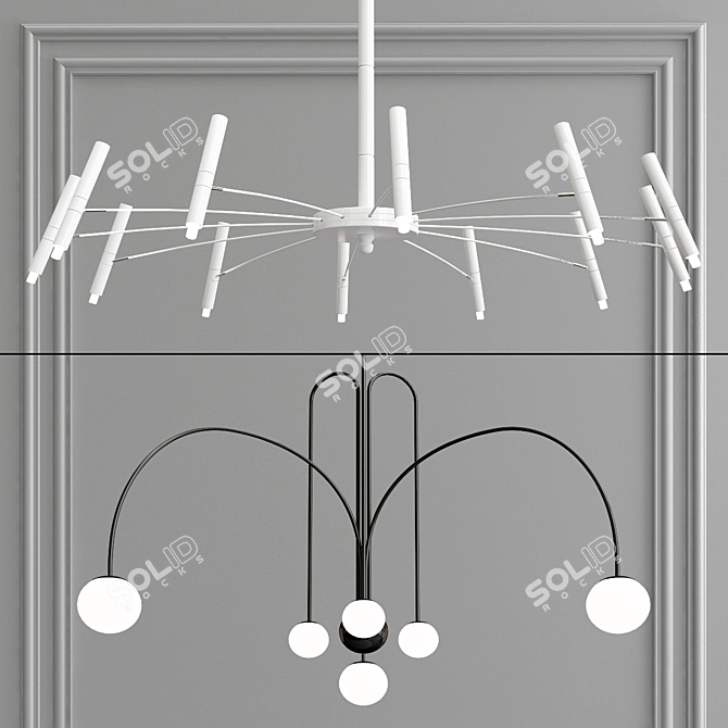 Minimalist LED Chandelier Collection 3D model image 2