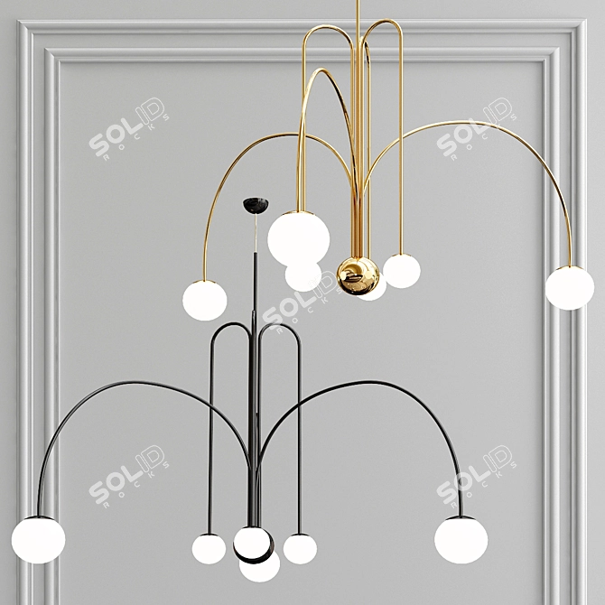 Minimalist LED Chandelier Collection 3D model image 3