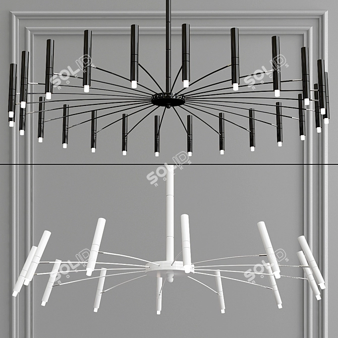 Minimalist LED Chandelier Collection 3D model image 4