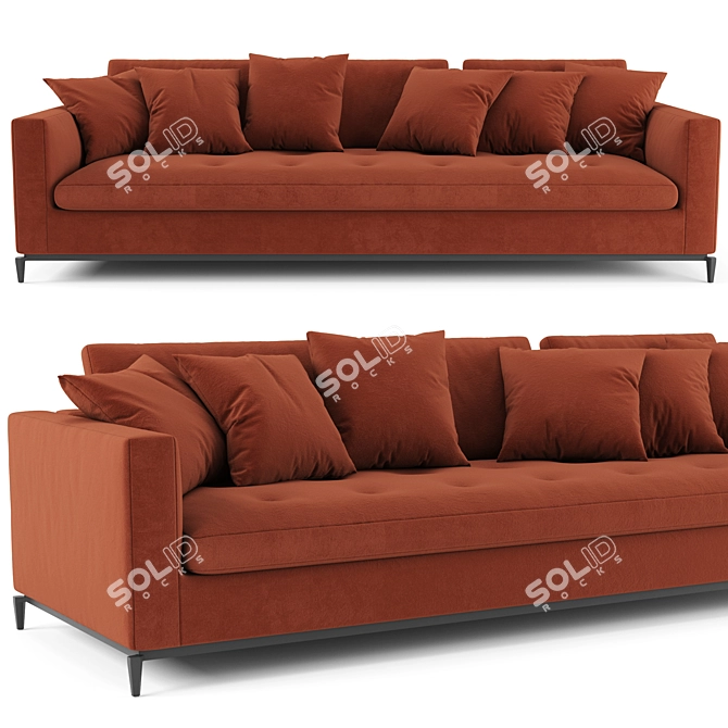 Minimalistic Quilted Sofa by Minotti 3D model image 2